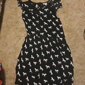 Black and white unicorn dress for girls